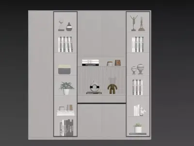 Modern Light Luxury Bookcase 3D model