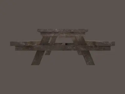 Street Wooden Table Low-poly 3D model
