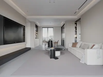 living and dining room interior scenes  3D model