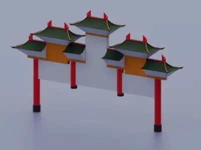 Ancient Chinese Entrance Low-poly 3D model