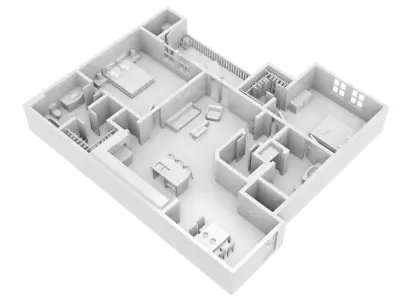 House Two Bedrooms 3D Print 3D print model