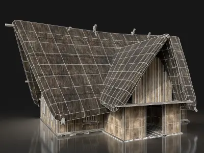 Next Gen AAA THATCHED FANTASY MEDIEVAL WOODEN FOREST COTTAGE HUT Low-poly 3D model