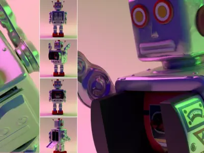 Robot Electron Mr D-Cell Tin toy retro vintage Battery 3D model