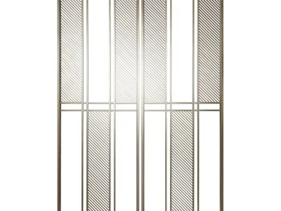 Partition 3 two glass doors with metal slats 3D model
