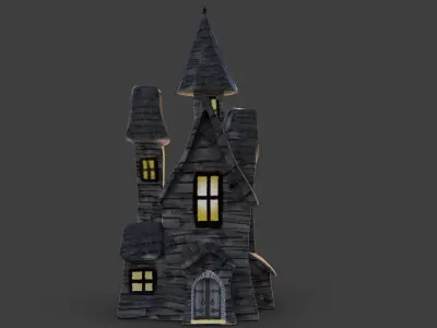 Haunted House Toon Low-poly 3D model