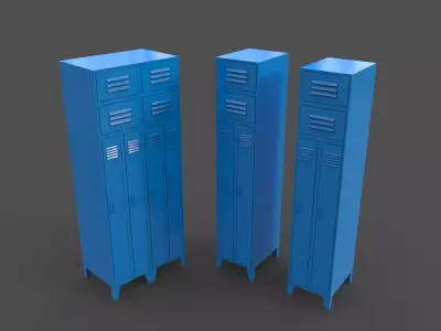 PBR School Gym Locker 10 - Blue Light Low-poly 3D model