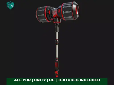 Sci Fi Battle Hammer04 All PBR Unity UE Textures Included  Low-poly 3D model