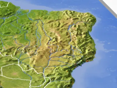 South America High resolution 3D relief maps 3D model
