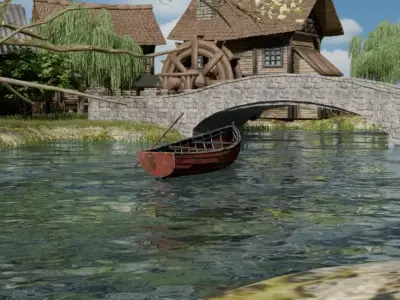 Floating Island Village Ultra-Realistic 3D Environment Low-poly 3D model