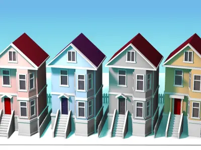 Houses cartoon style 3D model