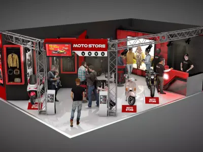 moto store exhibition stand 3D model