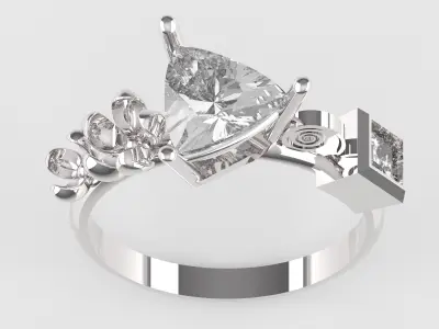 Nar109 amethyst and diamond ring 3D print model