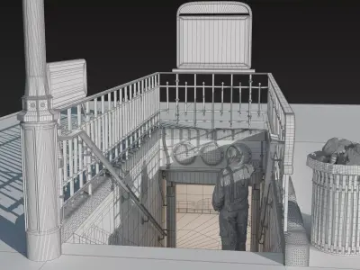 Paris Metro Station Entrance 3D model