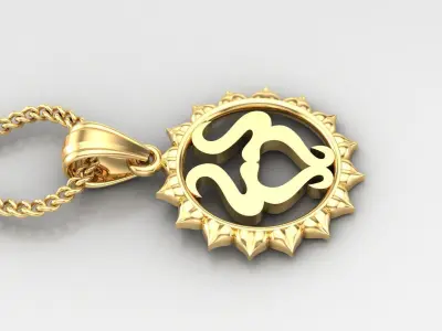 Sun Taurus Light Gold Pendant Version 7 3D print model