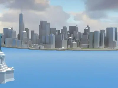 Manhattan Skyline Mass Model Low-poly 3D model