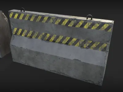 Concrete Barricades Barrier Low-poly 3D model