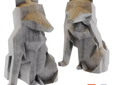 FOX ORIGAMI White Fox Stauette H26 Low-poly 3D model