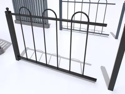Metal Fences Pack 4 Low-poly 3D model