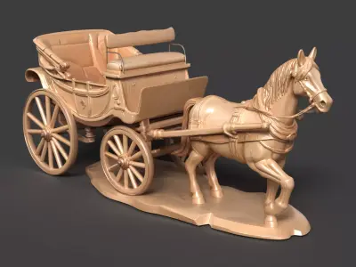 Chinese Ancient Wagon  figture Low-poly 3D model