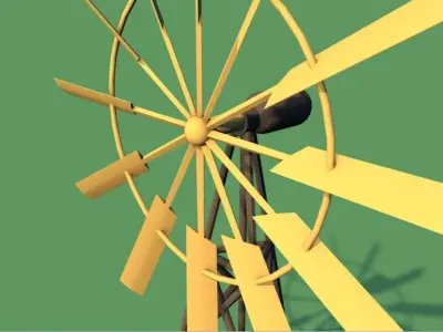 Origami animated windmill 3D model