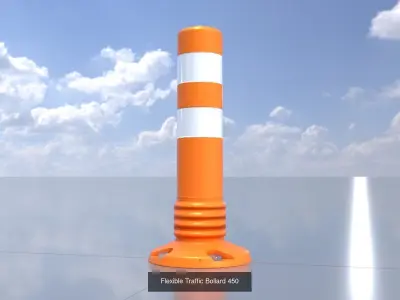 Flexible Traffic PVC Bollards with white Reflective Strips 3D Model Pack