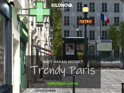 Paris Trendy Street and Place Bundle Non commercial license 3D model