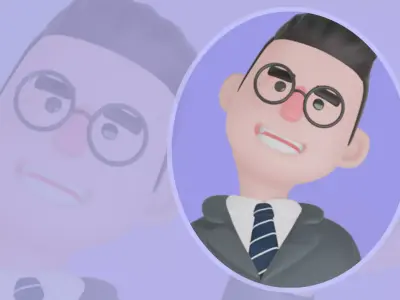 Stylized 3D Male Teacher Character - Cartoon Confused Pose 3D model