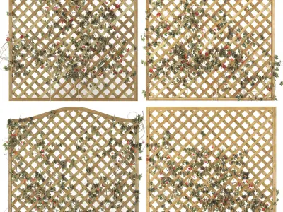 Wooden lattice fence pattern 3D model