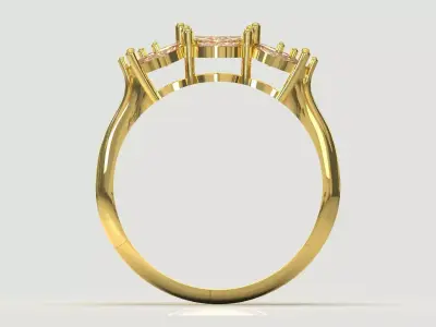 Bridal Marquise Diamond Cluster STL 3DM 3D Ring model jr00269 3D print model