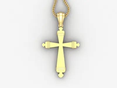 Light Gold 18K Cross Pendant 2CP086 3D print model