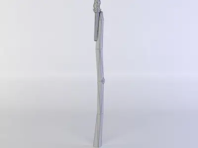 Torch wooden stick with bird Low-poly 3D model