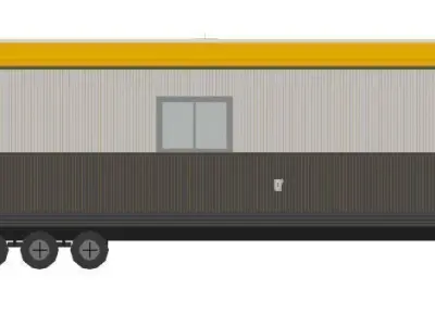 Construction Site Trailer On Running Steel Frame 12 x 60 ft Low-poly 3D model