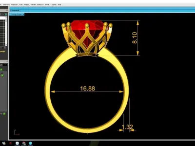 Elegant Oval Solitaire Women Ring  3125 3D print model