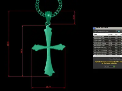 Light Gold 18K Cross Pendant 1CP014 3D print model