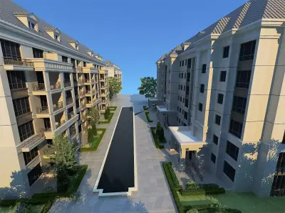 Residential Complex with Greenery 3D model