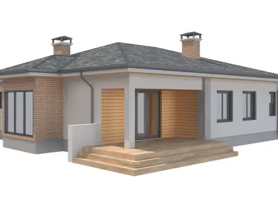 Cottage House with Unwrapped Low-poly 3D model