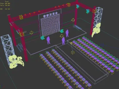 Stage party concert fashion catwalk T station  48 3D model