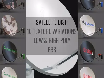 Satellite Dish with 10 texture variations Low-poly 3D model