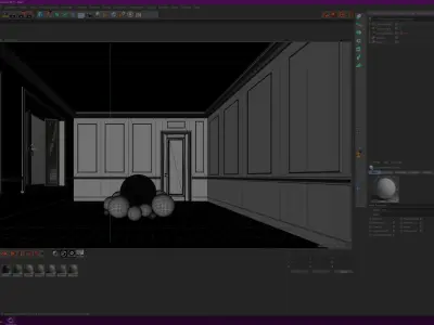 Multiple Renderer Setups - Mid-Century Type Room Scene- Lights Low-poly 3D model