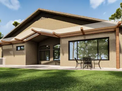 exterior home architecture building backyard 3D model
