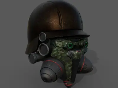 Helmet gas mask scifi military combat fantasy armor  Low-poly 3D model