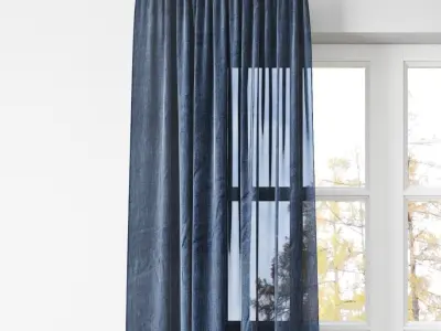 BELGIAN FLAX LINEN SHEER DRAPE-Pottery Barn 3D model