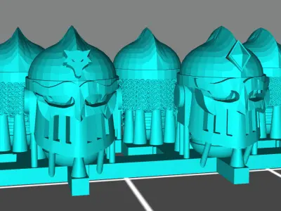 Wolf viking style helmets - Style 2 with mail 3D print model