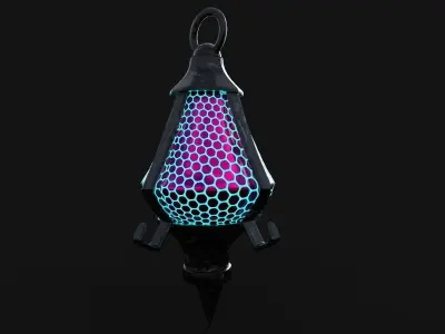 lantern futuristic lamp Low-poly 3D model