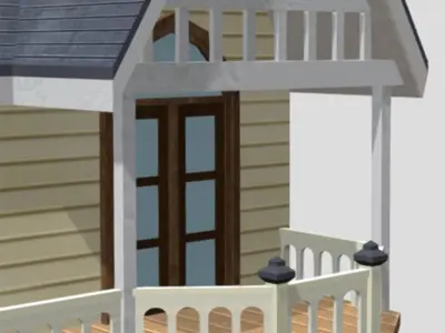 American Style Cottage - Town House Model Low-poly 3D model