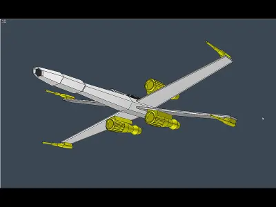 Xwing simplified 3d printable spaceship 3D print model