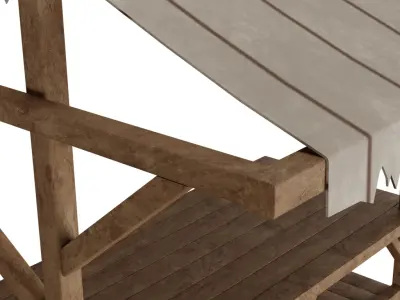 Medieval Wooden Market stall 3D model