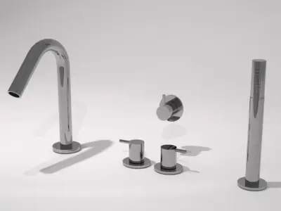 bath taps and hand held shower  Low-poly 3D model