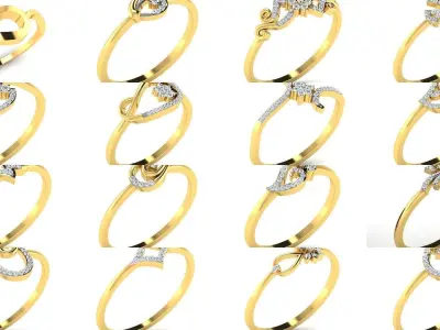 Diamond Rings Collection For Women 3d Print Model 3D Model Pack purchase