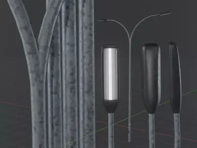 Street Light 3 Galvanized F2 M3 K0 6000 mm Low-poly 3D model